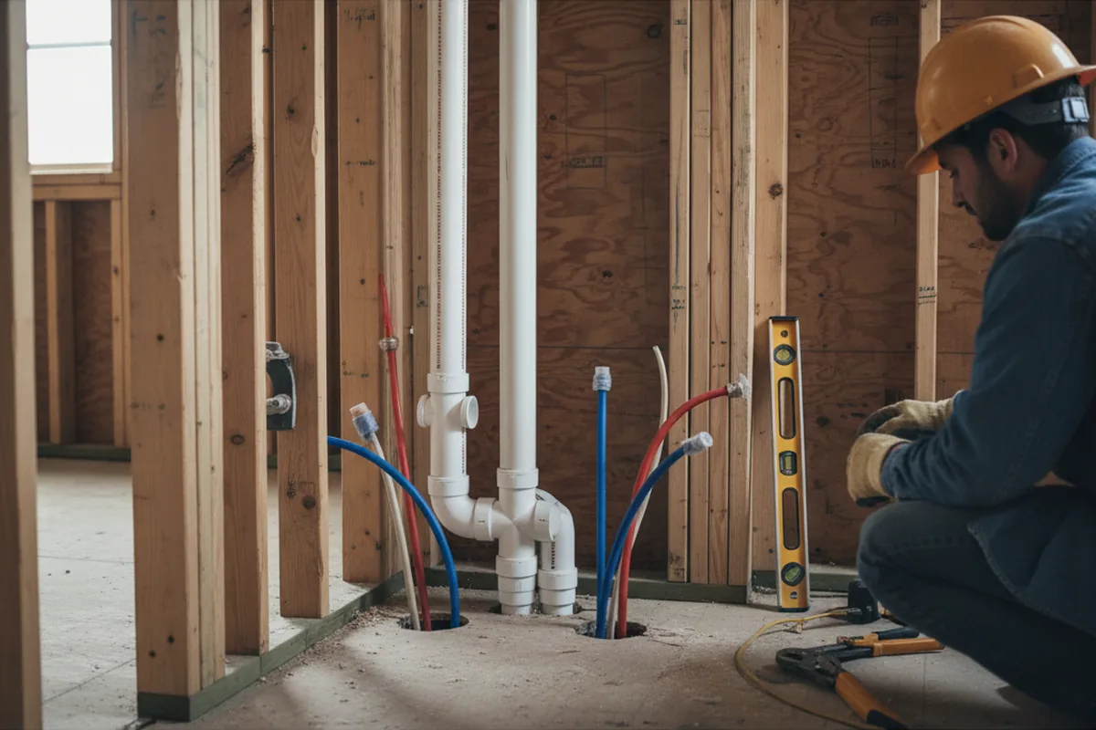 Drain and supply rough-in during Garbage Disposal Repair in Vernon